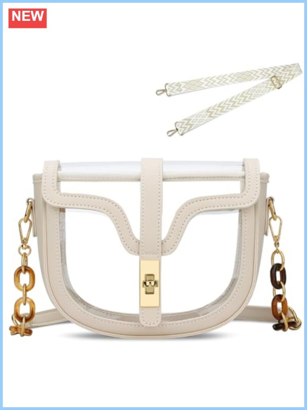 Clear Crossbody Bag PVC Vegan Leather Stadium Approved Purse